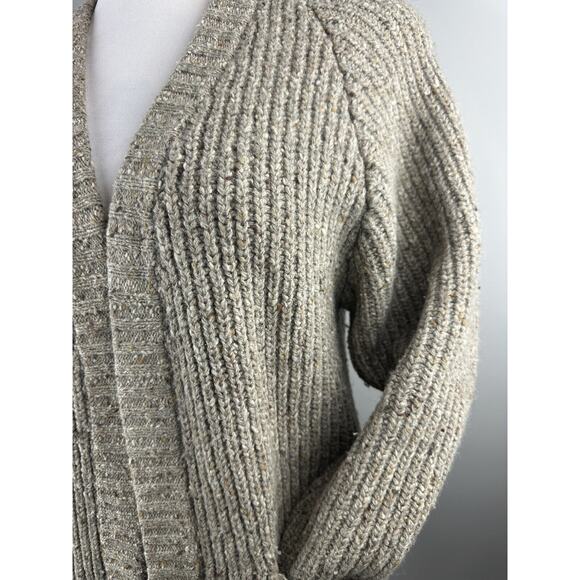 I.B. Diffusion Chunky Knit Ribbed Cardigan Sweater Marled Beige Brown Medium - Picture 15 of 16